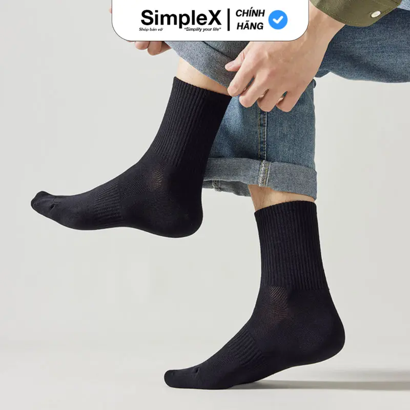 [SimpleX][PREMIUM][SET 10 ĐÔI + TẶNG 1] Tất Vớ Nam Nữ Trơn Unisex Cổ cao, Cổ Trung, Cổ Thấp 7