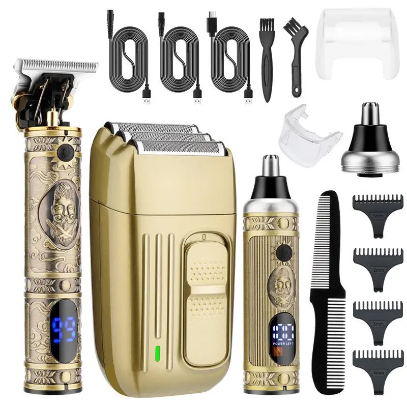 Electric Hair Clipper Set for Men's Gift, 1 Set Professional Barber Hair Clipper Machine, Beard Trimmer Shaver Kit 0