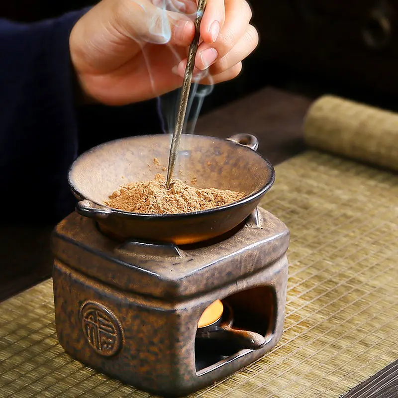 Ceramic Incense Burner Indoor Candle Incense Lamp Sandalwood Powder Incense Burner Household Tea Ceremony Drying Burner Warm Tea Burner