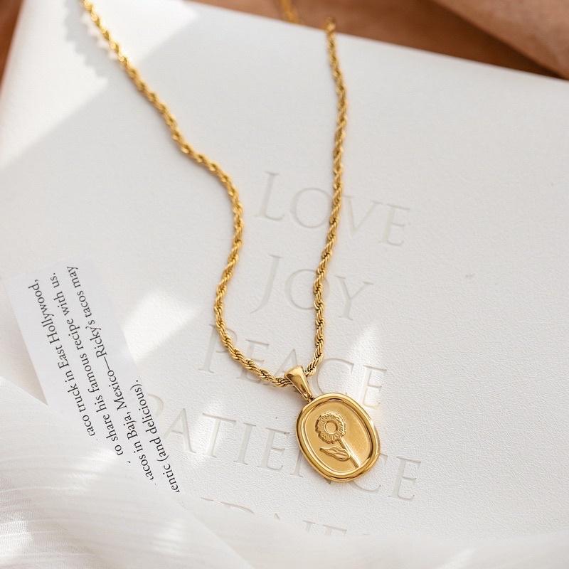 N3 kalung titanium asli stainless steel terbaru termurah bunga vintage new tercantik diamonde- 2