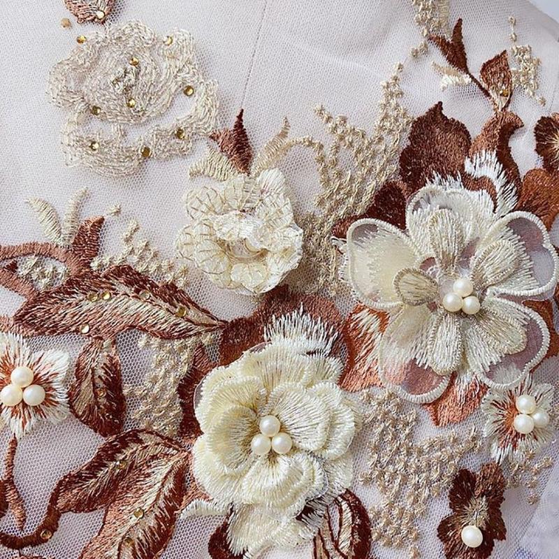 Fashion Elegant Colorful Sequined Embroidery Patches 3D Flower DIY Embroidered Floral Patches Sewing On Patches Dresses 4