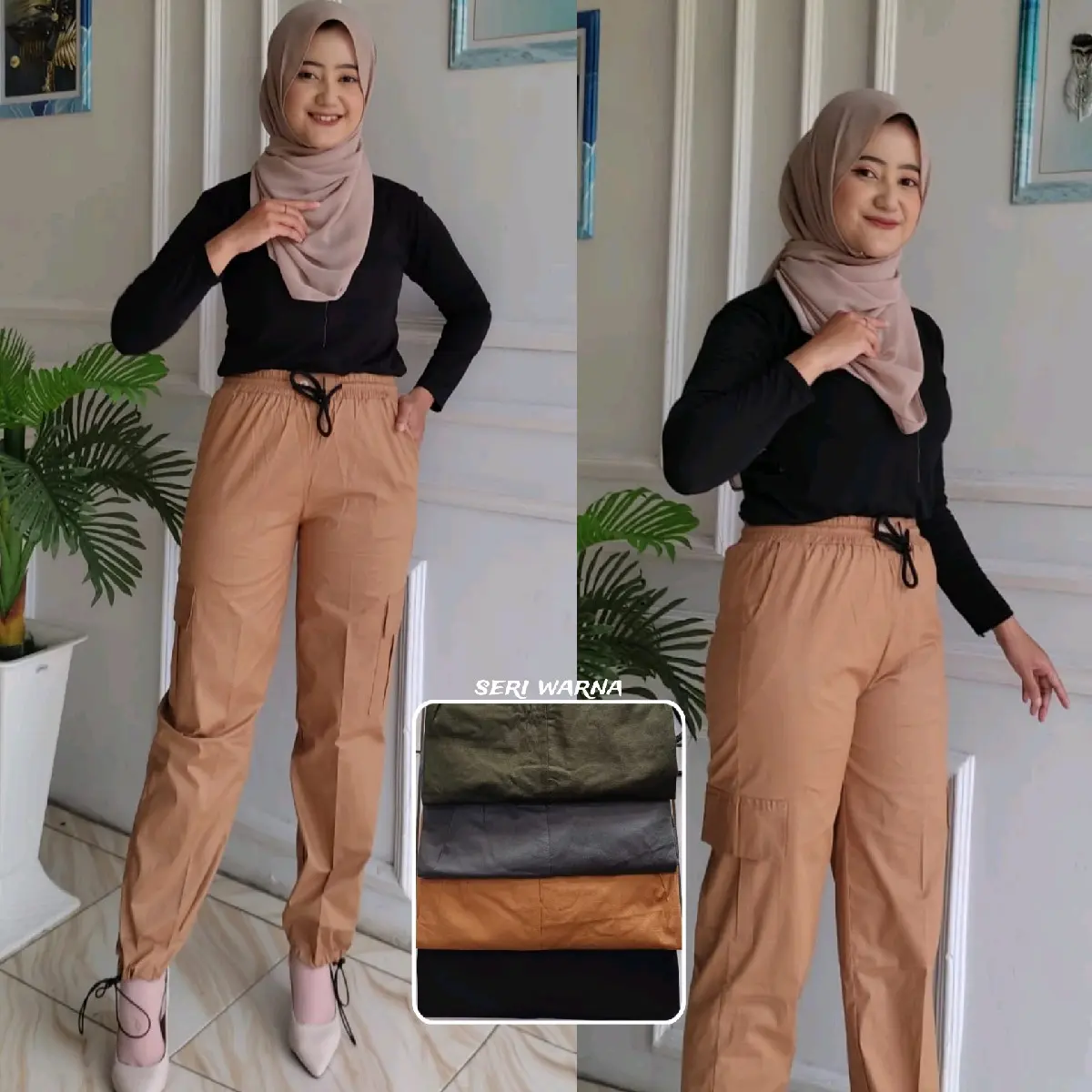 celana cargo joger bahan katun tuwil