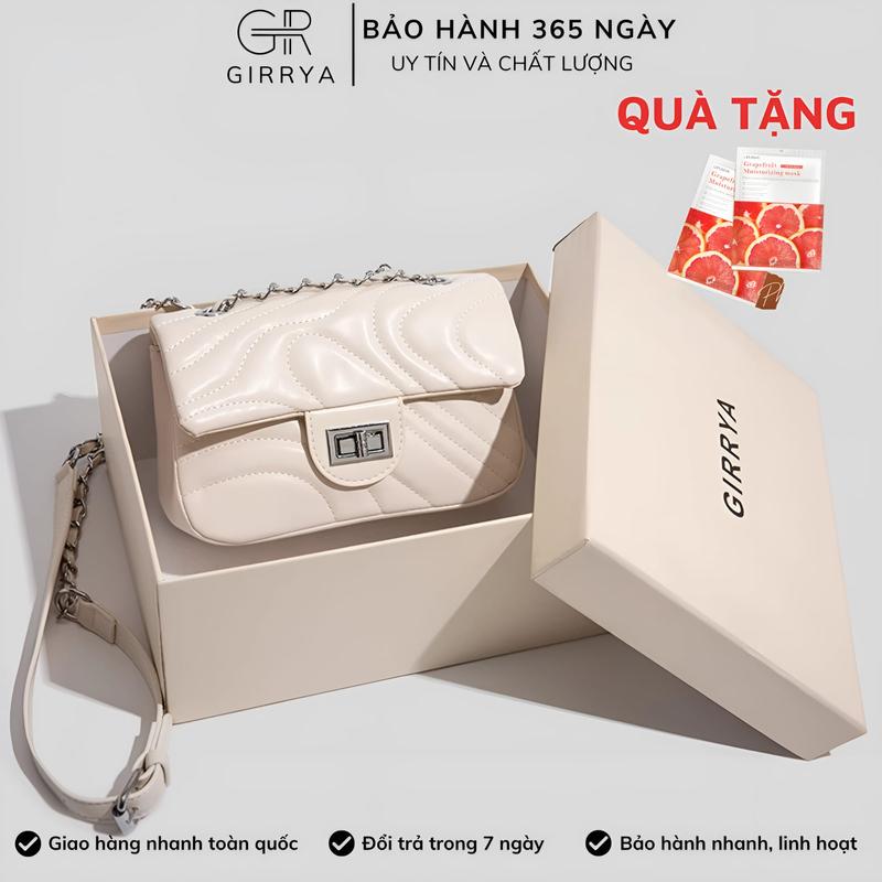  Túi xách nữ đeo vai GIRRYA M21 - Túi xách nữ đeo chéo da trơn hoạ tiết vân nổi phù hợp đi dự tiệc đi làm sang chảnh 