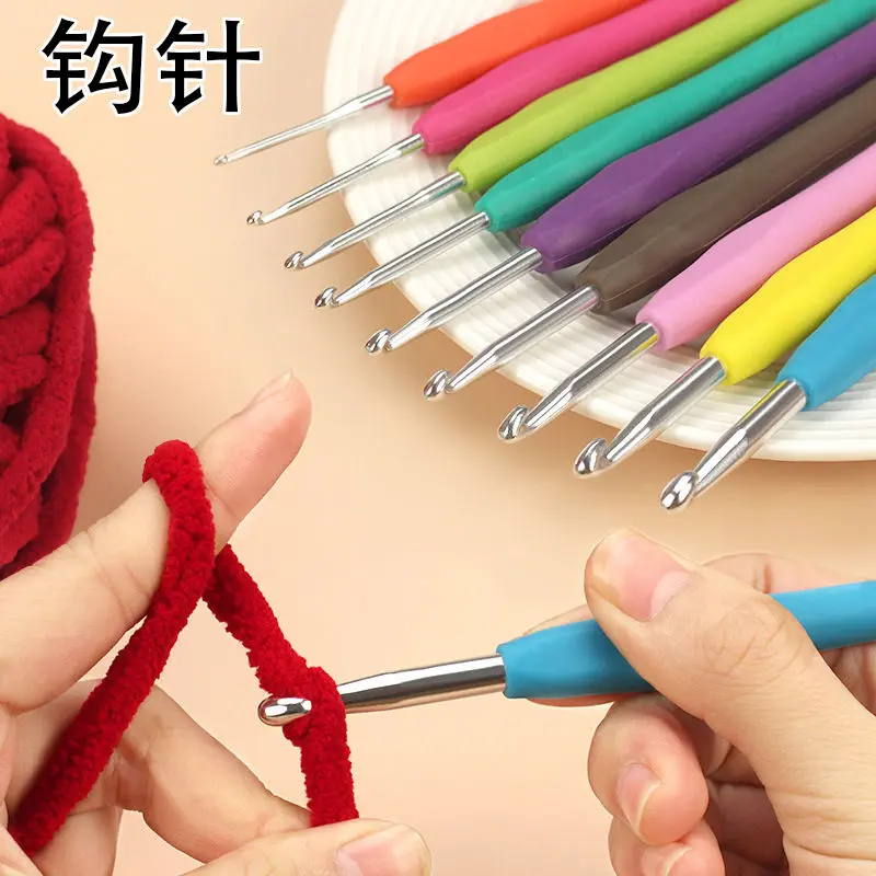 Công cụ móc Bộ đồ móc búp bê Len Thép không gỉ Tay cầm mềm Bộ kim đan áo len Vật liệu dệt thủ công tự làm Diy