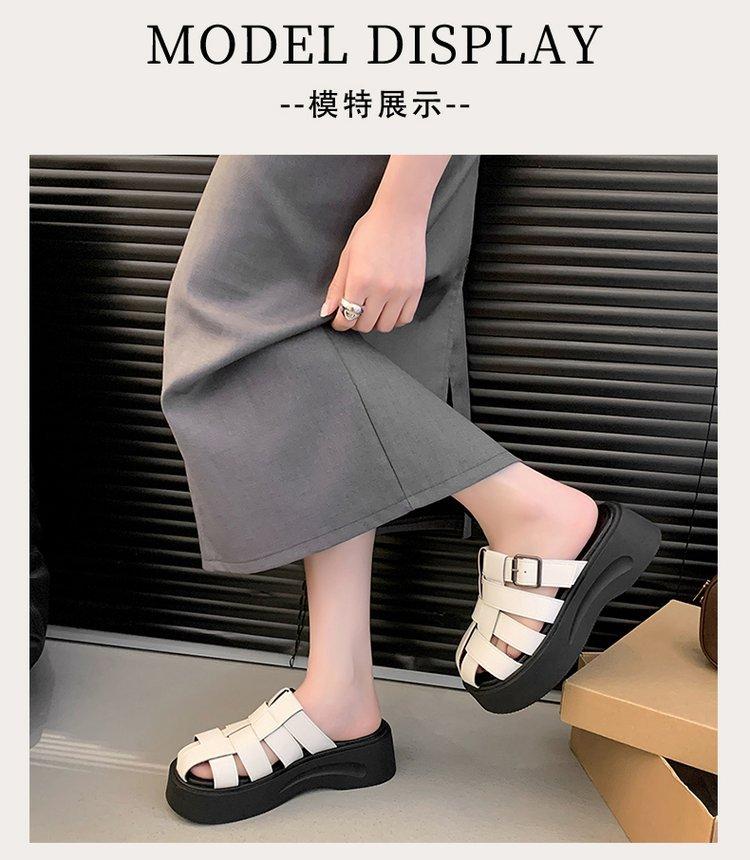 Product Introduction of Thick Sole Closed Toe Woven Half Slippers for Women 2025 Summer New Comfortable Lightweight Slip-On Casual One-Word Slippers 8