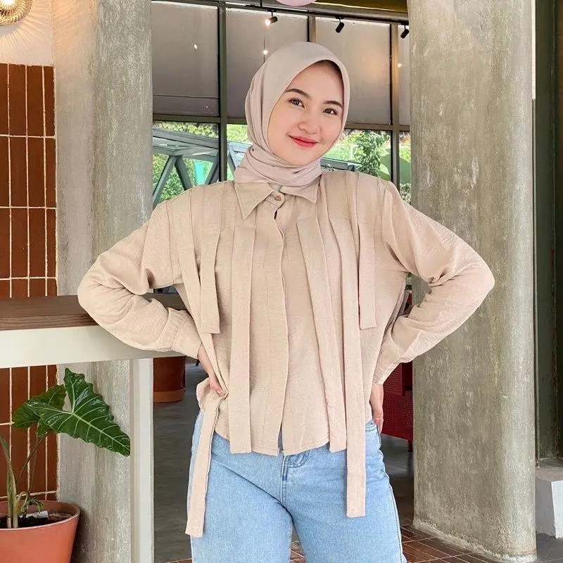 Cou - BINA SHIRT / ATASAN WANITA TERBARU KEKINIAN - NN Fit Kancing Kantong Karet 1