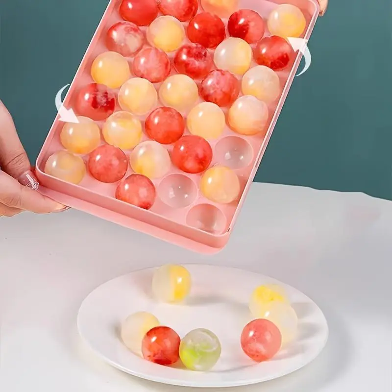Ice Cube Tray, 3 Counts/set 33 Grids Food Grade Silicone Ice Cube Mold, Round Diamond Ice Cube Maker, Ice Tray for Home Kitchen 4