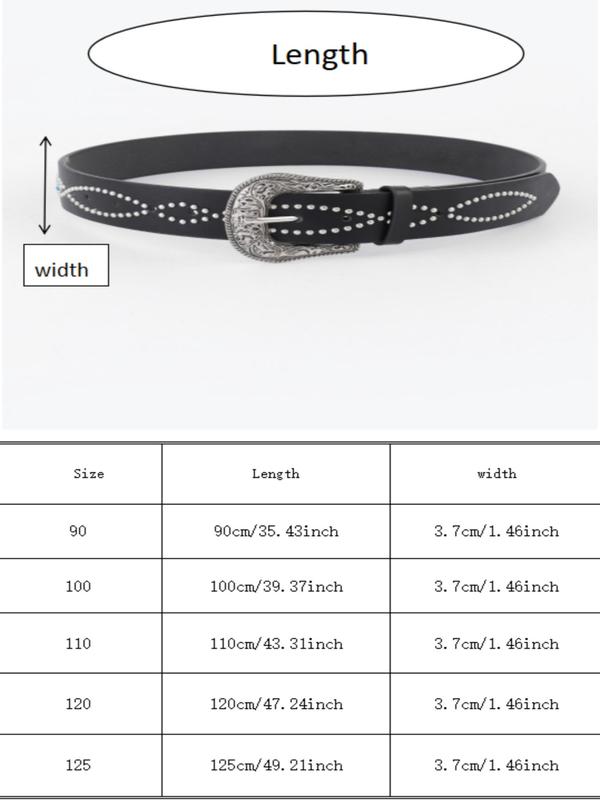Trendy Studded Decor Pu Leather Buckle Belt, Fashion Casual Matching Belt for Women & Men for Daily Life, Versatile Waitband for Jeans, Pants 3