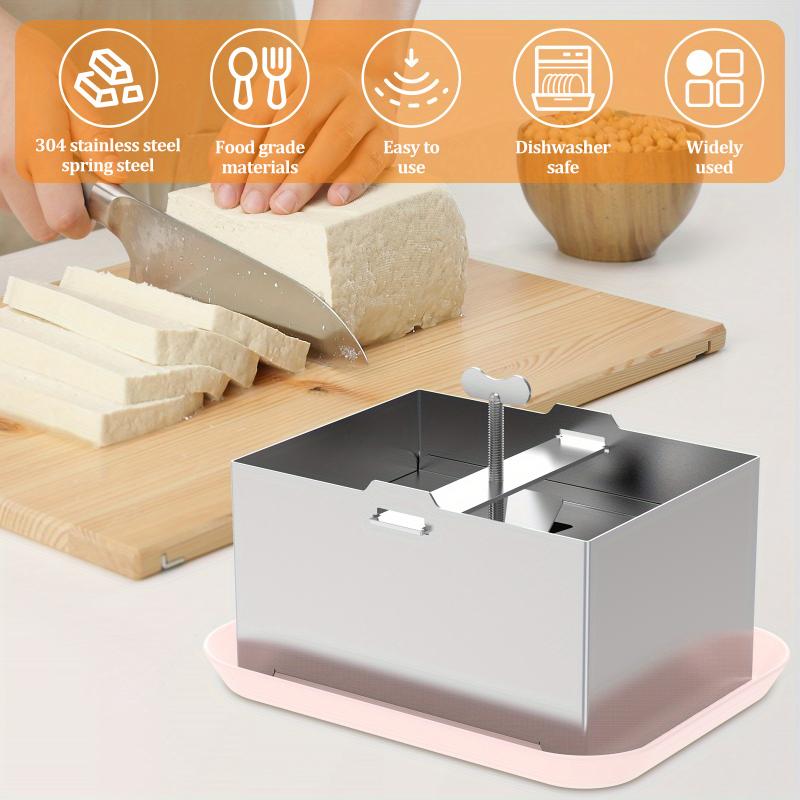Food Grade Stainless Steel Tofu Press Kit: Adjustable Tofu Press, Detachable Mold, Drip Tray, Dishwasher Safe - Perfect for Home Tofu Making Kitchen Utensils 3