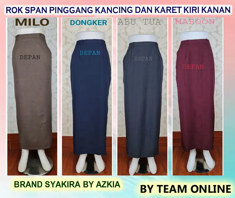 Rok kerja kantor wanita bahan model span warna pink baby,khaki, silver, coksu, putih, milo, dongker, abu tua dan maroon Brand Syakira by Azkia Putih Slim-fitting Stretch Formal 2