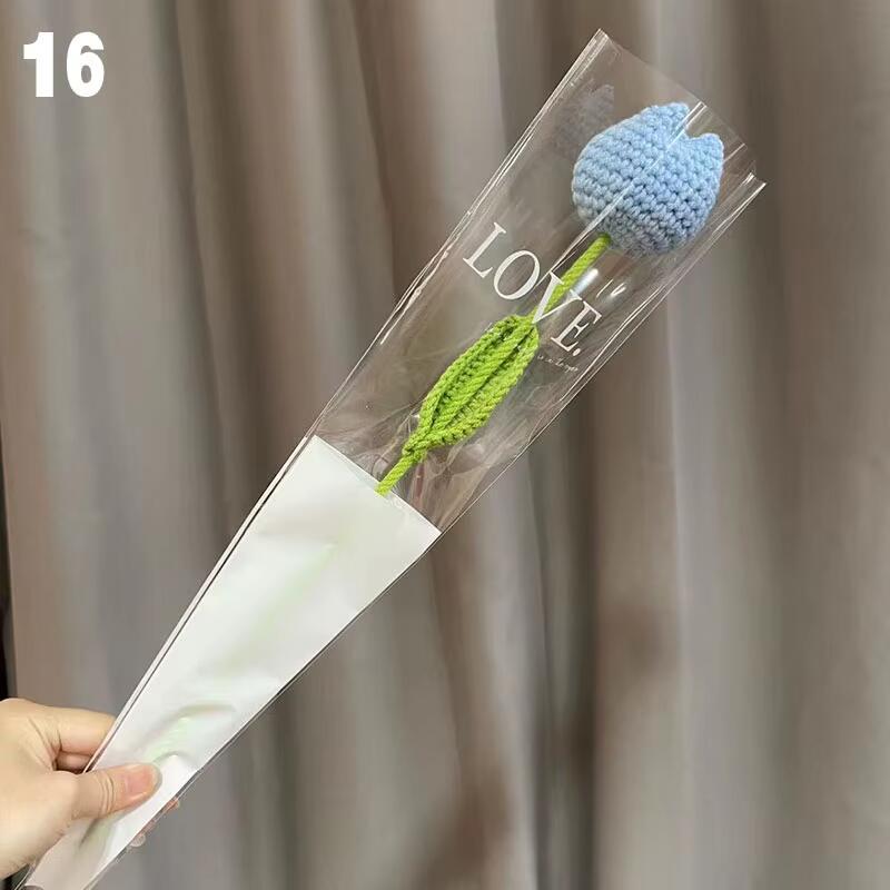 Product Introduction of Knitted wers Crochet Rose Suower Tulips Artificial Bouquets Handmade Simulation Yarn Wedding Party Decor Ornaments Gifts Decorative Fruit Plant 25