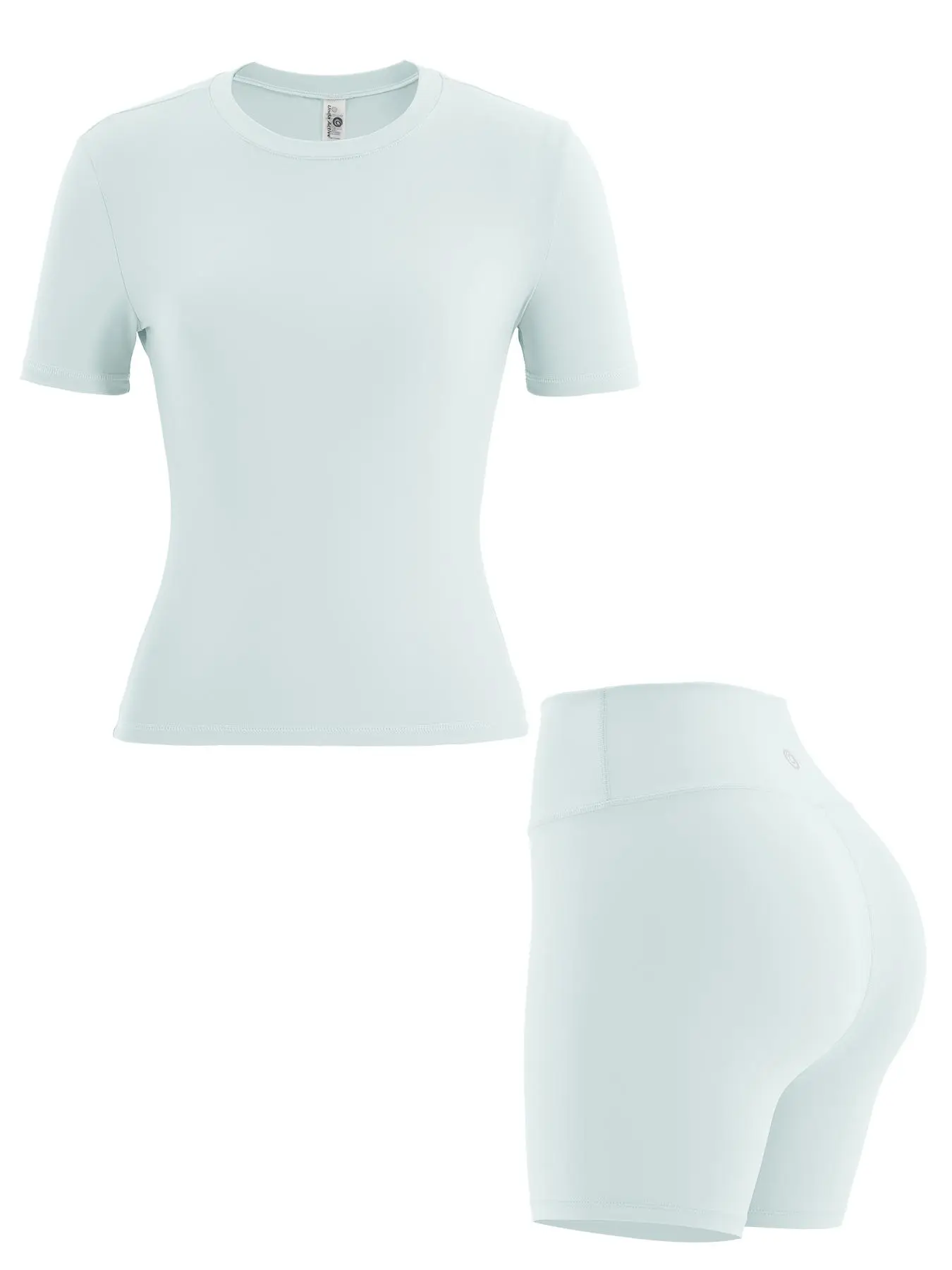 Two-Piece Set Women's Solid Tracksuit Set, Sporty Short Sleeve Round Neck Tee & High Waist Biker Shorts Set, Ladies Sportswear for Yoga Gym Workout, Activewear