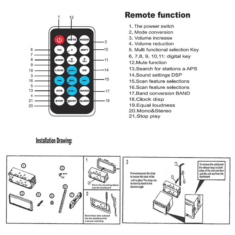 JSD-660 Head Unit Single Din Stereo dengan Radio FM USB SD AUX Bluetooth Handsfree untuk Mobil Car 5