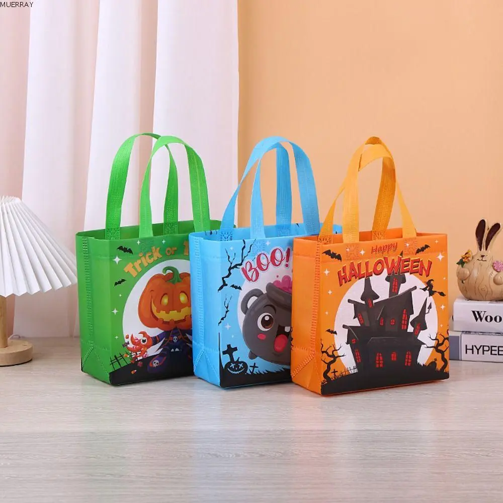 Túi Túi Xách Không Dệt Cầm Tay MUERRAY, Chủ Đề Halloween Ma, Sức Chứa Lớn, Túi Quà Halloween, Túi Bí Ngô In Hình Lâu Đài, Đồ Dùng Tiệc Tùng, Hoàn Hảo Cho Thủ Thuật Hoặc Điều Trị