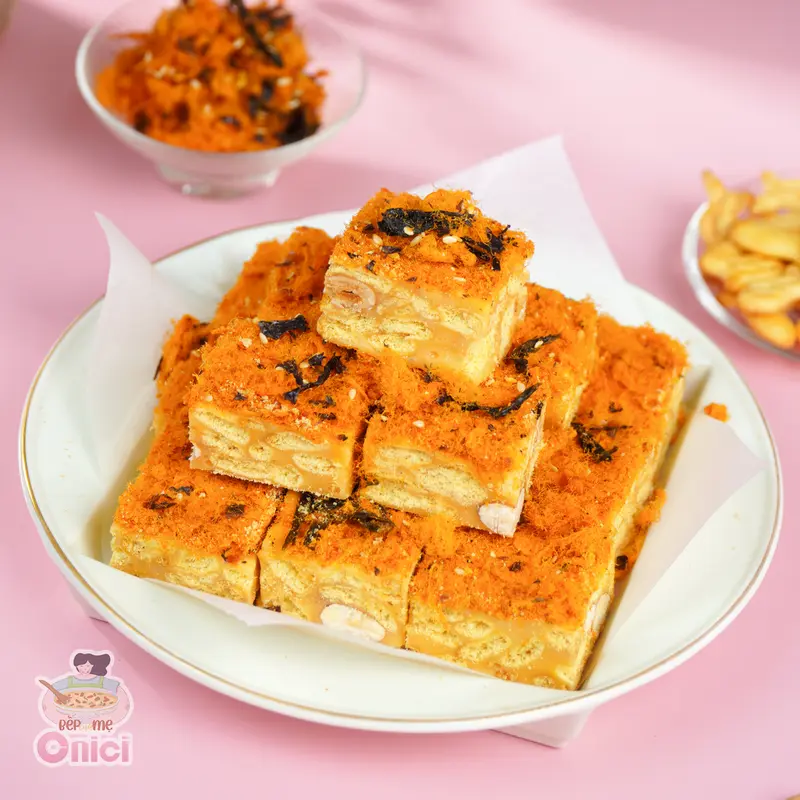 Combo Tết Sum Vầy - Set Bánh Bông Tuyết Hoàng Kim & Kẹo Nougat + Khuôn [set thượng hạng] Bếp Của Mẹ ONICI - Kèm công thức nấu & Quà Tặng