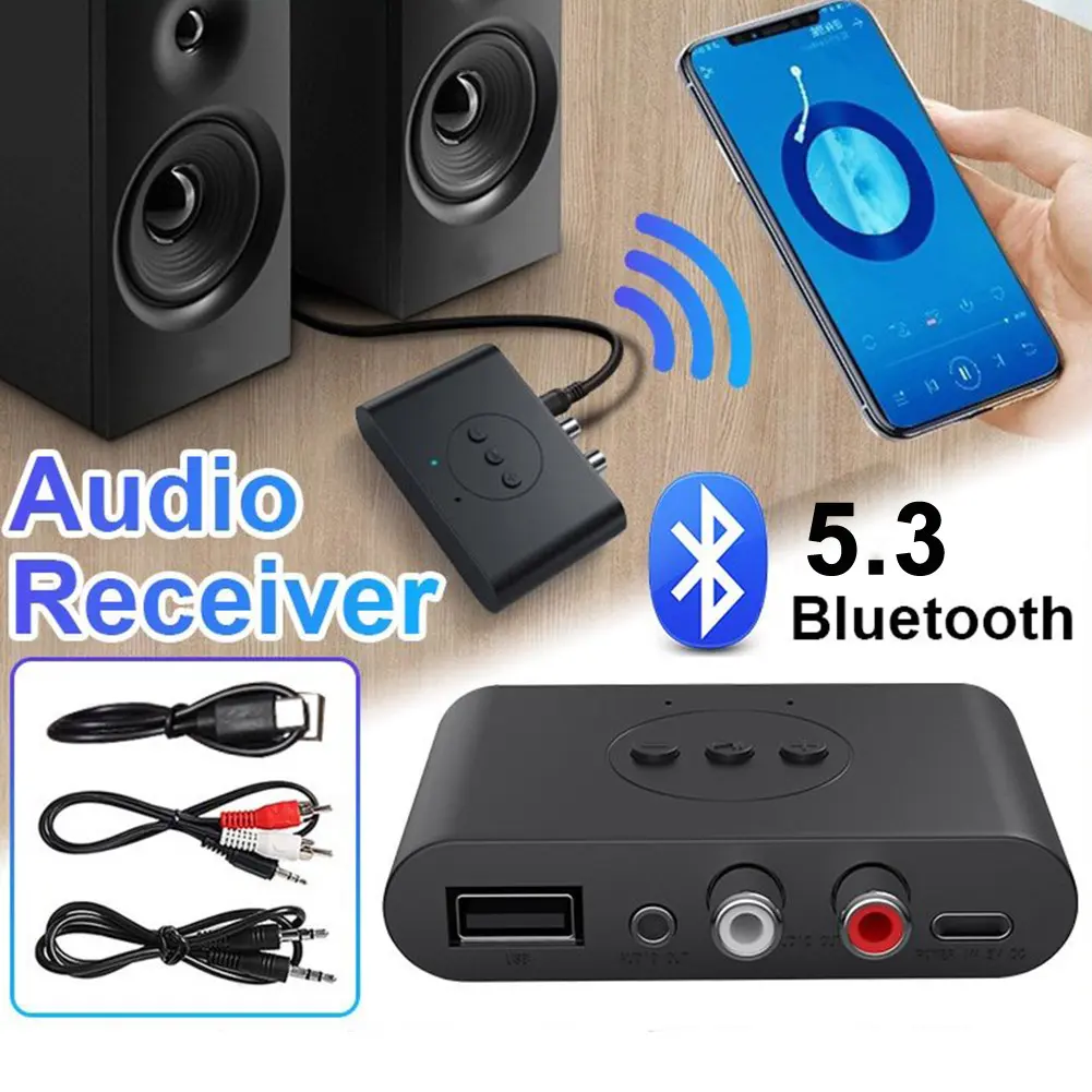 RCA Car 3.5mm Jack USB For Speaker Bluetooth-compatible 5.3 Audio Receiver Wireless Adapter