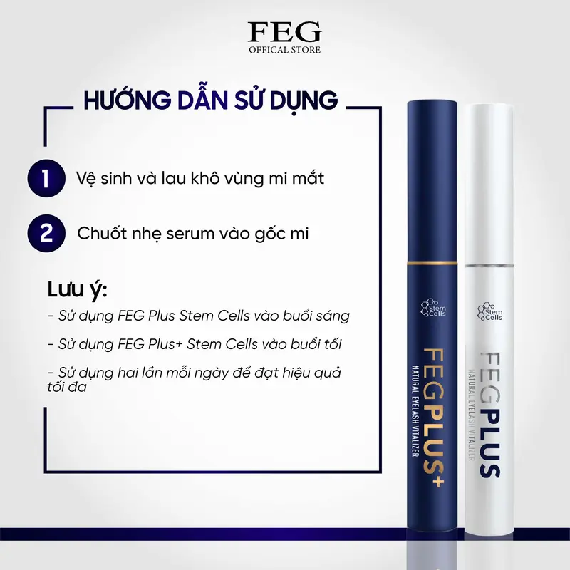 Combo Serum Dưỡng Mi [ KHÔNG KÈM QUÀ TẶNG] FEG Plus Stem Cells ngày và đêm không chứa Prostaglandins gây thâm mắt giúp mi dài và cong (5ml/lọ) Chuốt Mi 4