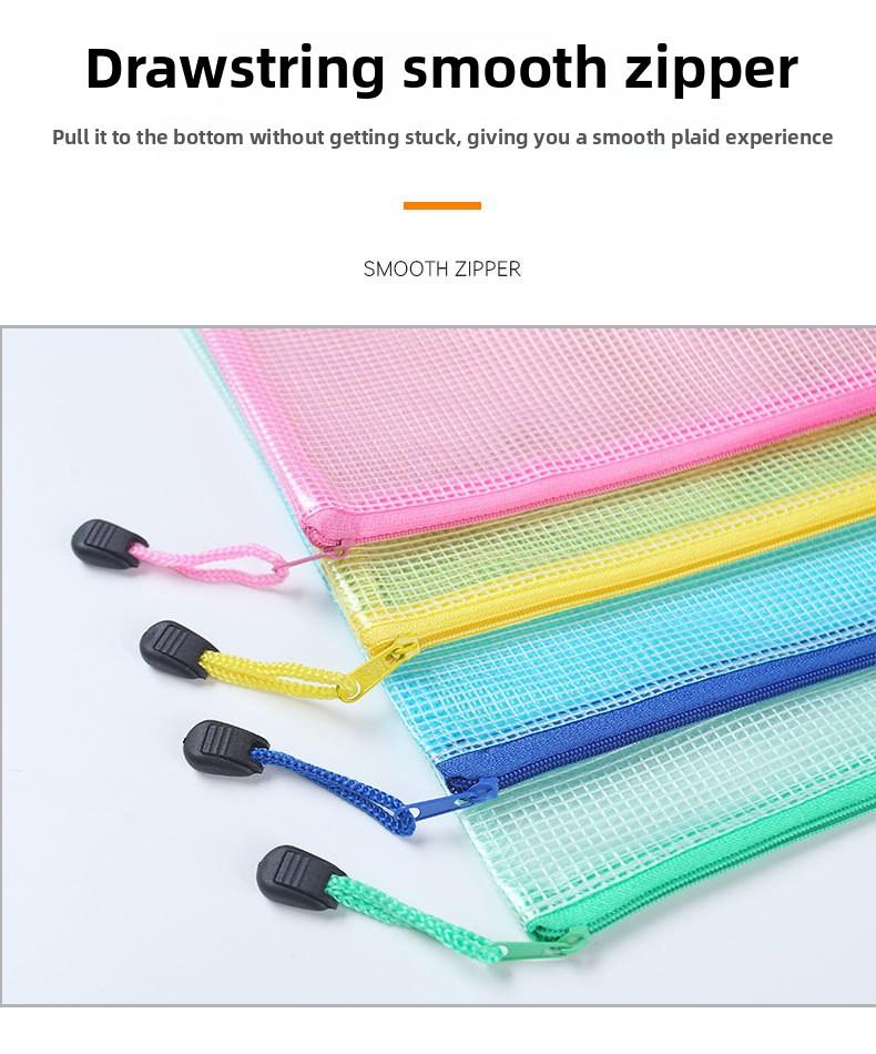 Product Introduction of A3A4A5A6Transparent File Mesh File Zip Zipper Bags Waterproof Office School Stationery Mesh 6