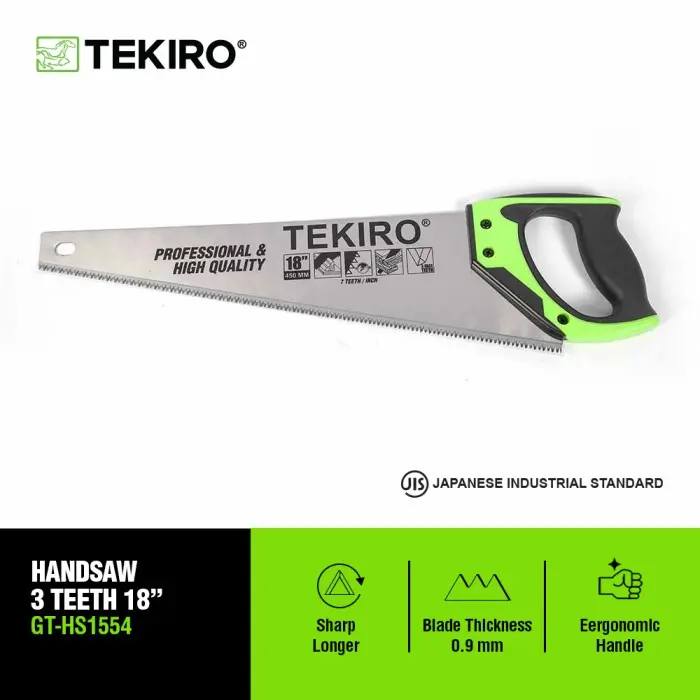 TEKIRO Gergaji Tangan Gagang Tpr 18 Inch 3 Mata / Gergaji Kayu Gagang Plastic