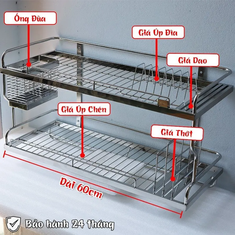 Kệ Chén Treo Tường INOX 201 Cao Cấp Dài 60cm - TikTok Shop Vietnam
