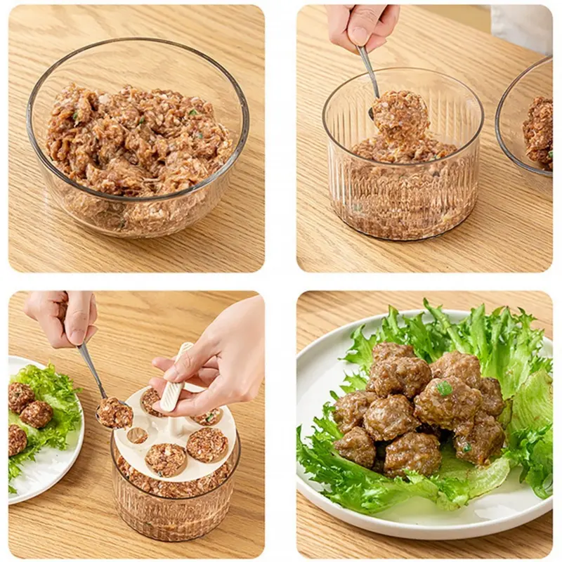 Dụng Cụ Làm Thịt Viên, Trong Mờ, Khuôn Ép Thịt Viên, Hộp Đựng Thịt Xay Thủ Công, Dụng Cụ Làm Thịt Viên 5 Quả, Khuôn Làm Thịt Viên Nhà Bếp 6