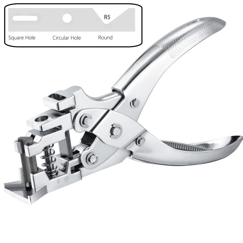 Product Introduction of 3-in-1 Metal Manual Punching Pliers-Elliptical Hole, Circular Hole & Round Corner Punching Machine for PVC Cards, ID Badges and Paper Card-Durable PVC Slot Puncher 2