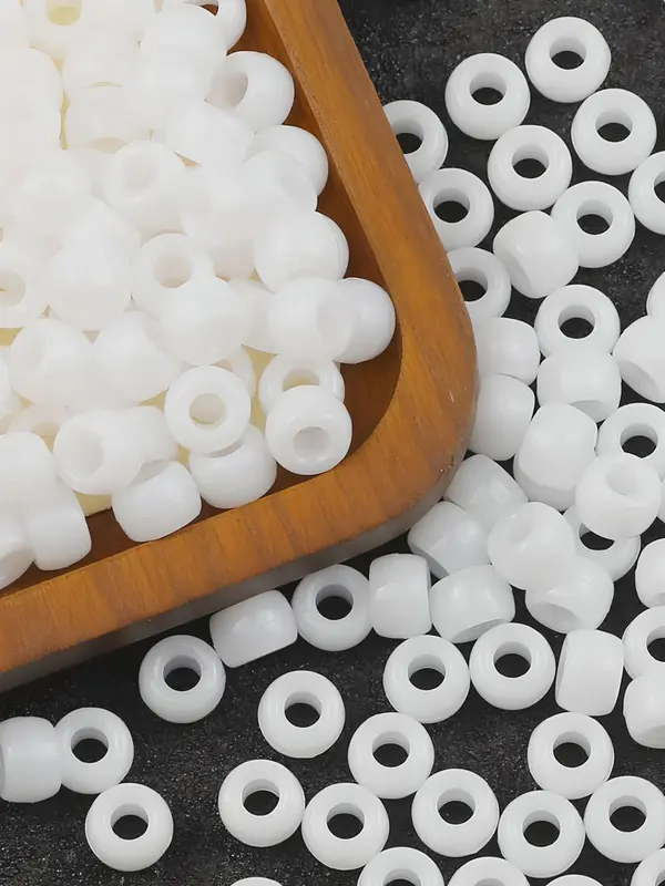 White Beads, 6x9mm Plastic Beads, DIY Jewelry Making Supplies for Bracelet & Hair Accessories, Fashion Accessories for Jewelry Making 4