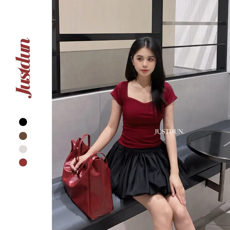 A105 Áo body gân tăm cúp ngực Justdun Nữ Women Top Voi Voan