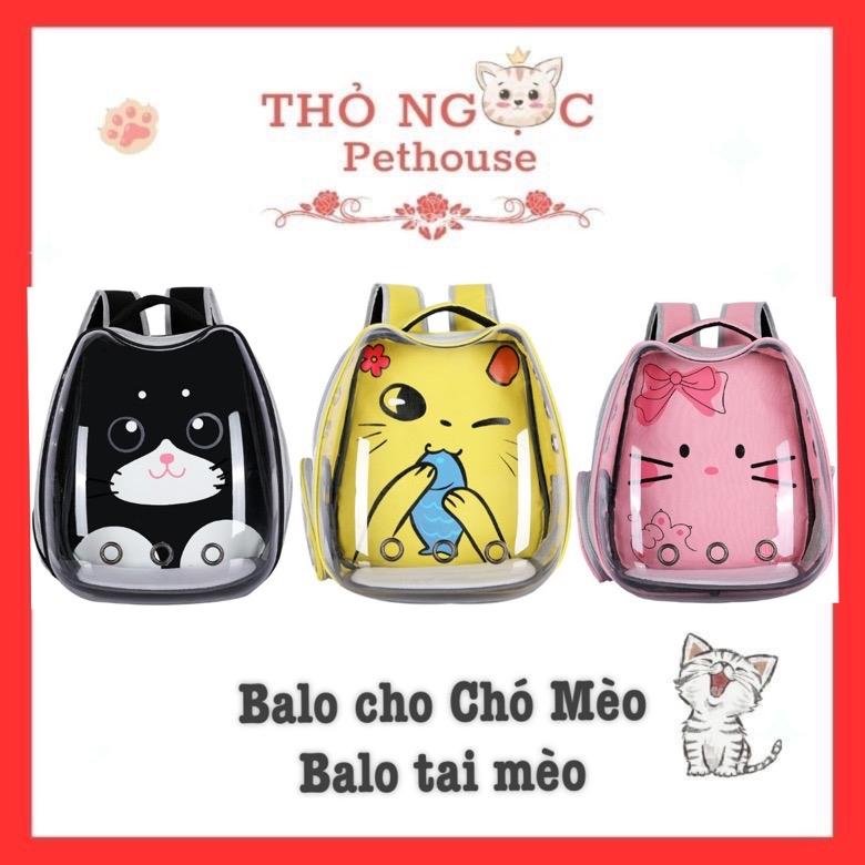 [Dưới 8kg]Balo vận chuyển cho mèo cho chó balo tai mèo mặt nhựa trong PVC