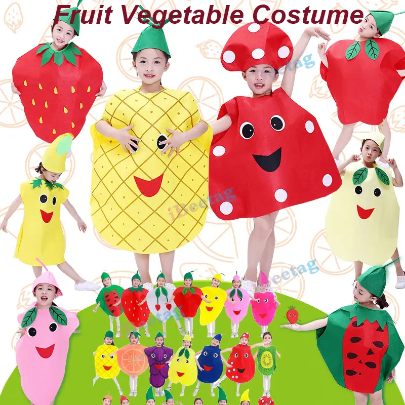 Trang phục rau củ quả, cho trẻ em, 18 kiểu có sẵn, Thích hợp cho Cosplay, Halloween và Giáng sinh, Ăn mặc dễ thương, Lý Tưởng cho trường học và sân khấu, Biểu diễn ngày của trẻ em, Tiệc Giáng sinh, Quần áo trái cây dâu tây, Thích hợp cho bé từ 2-10 tuổi