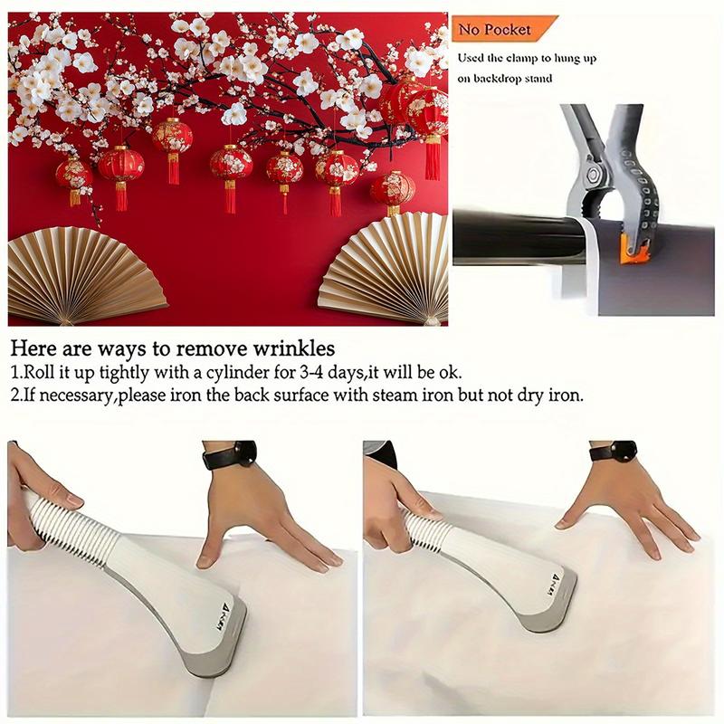 Nền chụp ảnh hoa đèn lồng đỏ, chất liệu Polyester, hoàn hảo cho các lễ kỷ niệm năm mới và đạo cụ chụp ảnh, có kích thước từ 39x59in đến 70,8x90,5in 7
