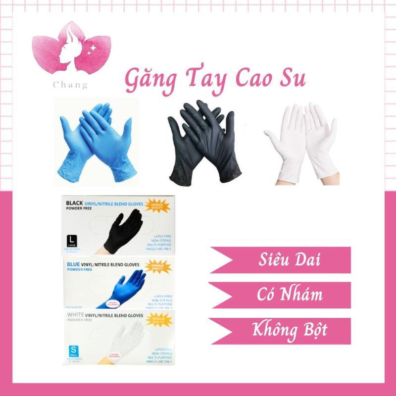 Hộp Găng Tay Cao Su Đen, Trắng, Xanh 90 Chiếc | Cao Su Nitrile Không Bột, Có Nhám - Thẩm Mỹ Spa, Phun Xăm, Nhà Hàng, Salon găng tay vệ sinh Chống Nước
