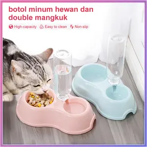 Mangkuk Kucing Anjing Air Minum Otomatis 2 in 1  Anti Licin Anti Semut Aksesoris Hewan Peliharaan