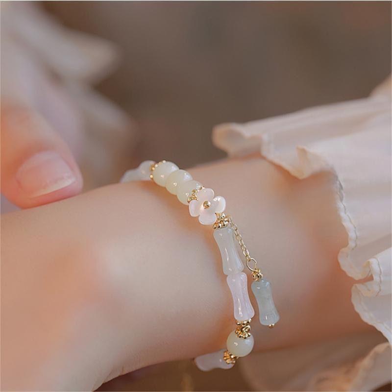Vòng Tay Quyến Rũ, Nở Hoa, Đồ Trang Sức Đính Cườm Lấy Cảm Hứng Từ Tre Thanh Lịch, Quà Tặng BFF, Đồ Trang Sức Làm Sáng Da 0