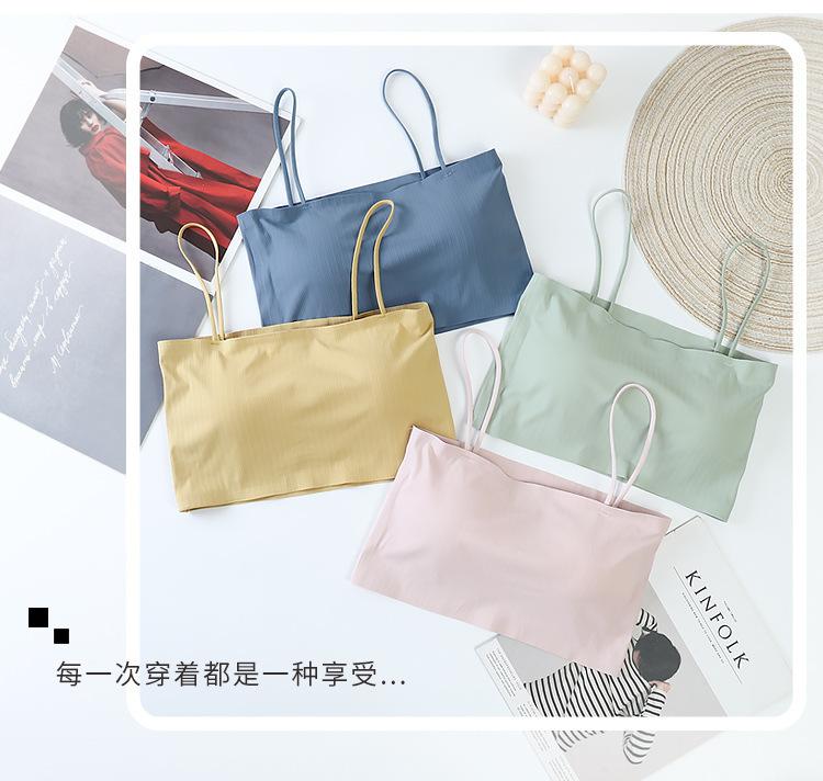 Product Introduction of Beautiful back without steel ring ice silk sling anti-glare wrap underwear female students Korean version of the bust bottoming tank top inner wear 5