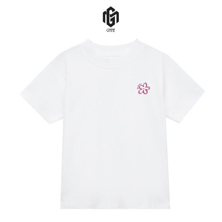 Áo Babytee Gimme - Form Nữ Cổ Tròn - Hình In Hoa Nổi Cổ Tròn - Cotton 250gsm 2 Chiều