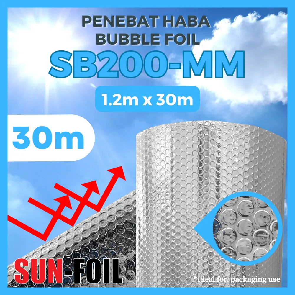 SUNFOIL SB200-MM [30m] Bubble Foil Series Bubble Aluminium Foil Penebat Haba roofinsulator