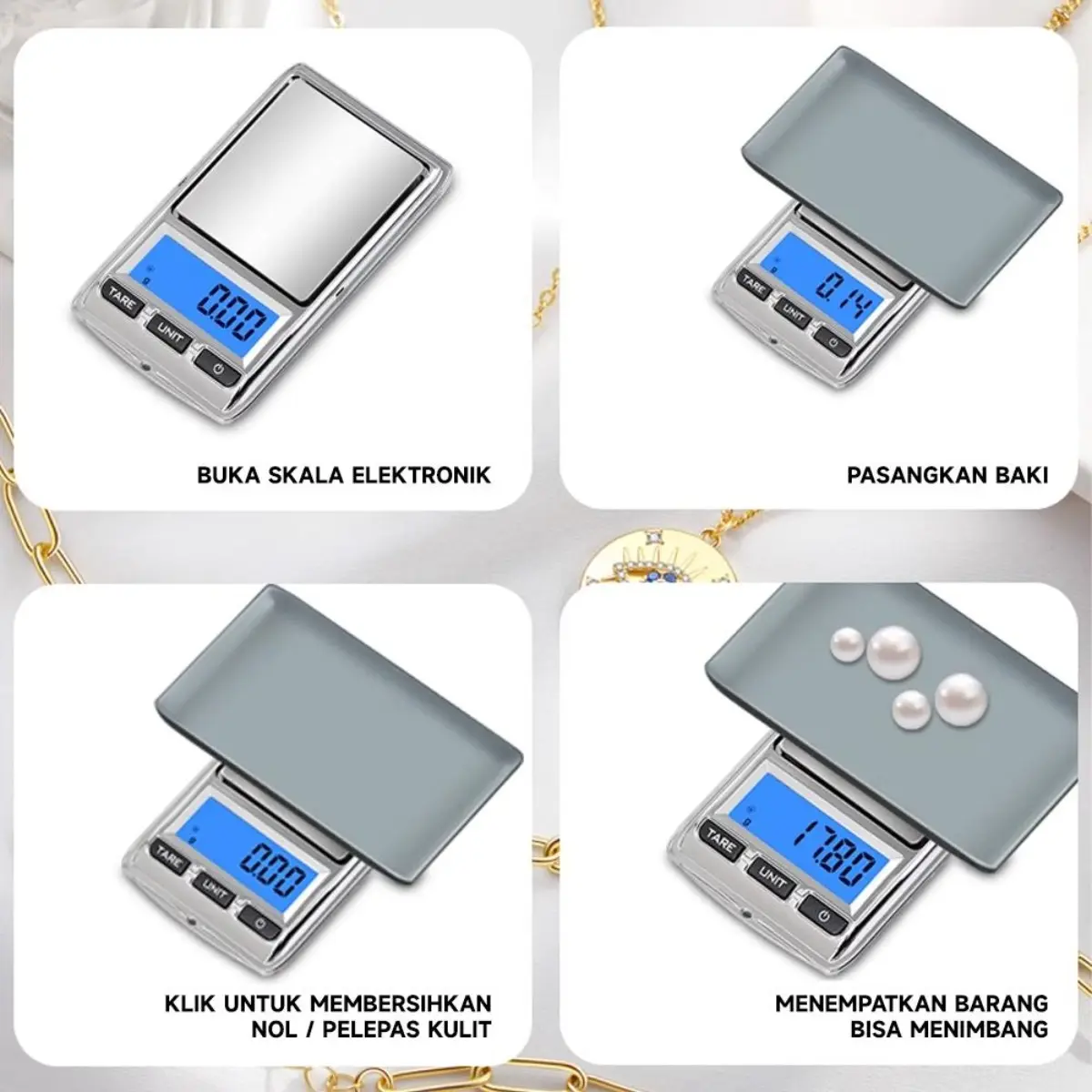 Timbangan perhiasan elektronik presisi tinggi, timbangan karat portabel mini, penimbangan akurat hingga 0,01 gram, layar LCD dengan lampu latar, cocok untuk penimbangan presisi perhiasan, emas, berlian, bubuk farmasi, teh, dll.