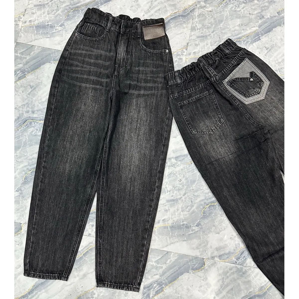 [Có bigsize] [030- 042- 044] Quần Baggy Jeans Nữ QC Túi Kiểu Không Co Dãn Màu Đen Tiêu Pants Women