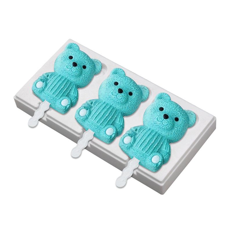 Product Introduction of Bear Ice  Silicone Mold Jelly Chocolate Popsicle Cake Mould Cake Decorating Tool Kitchen Baking Accessories 3 Cavities Cute 1