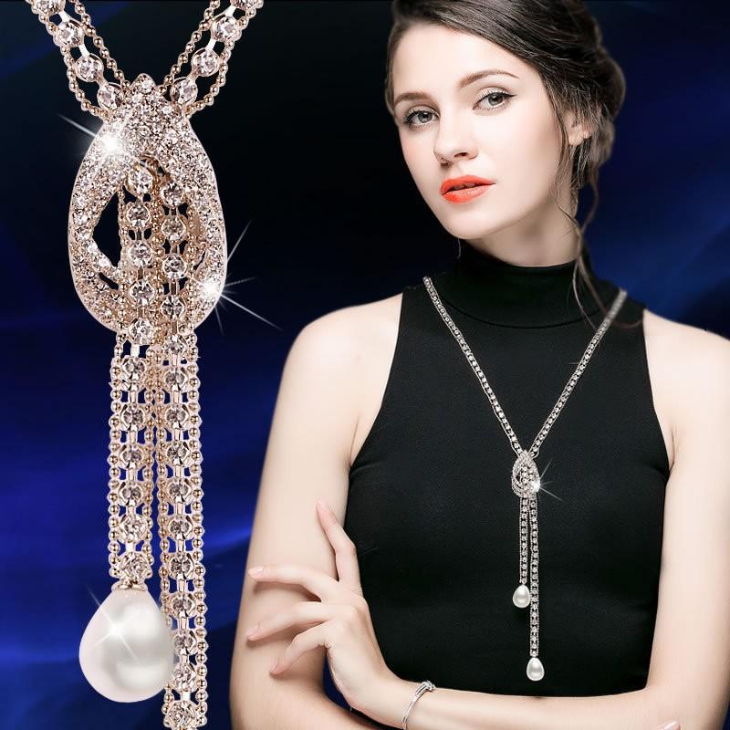 Mặt Dây Chuyền Đồ Trang Trí Dài, Phong Cách Cổ Điển Phụ Kiện Nữ, Mặt Dây Chuyền Dễ Phối Đồ Hàn Quốc, Pha Lê, Phong Cách Âu Mỹ Vòng Cổ, Dây Chuyền Áo Len Thời Trang 6