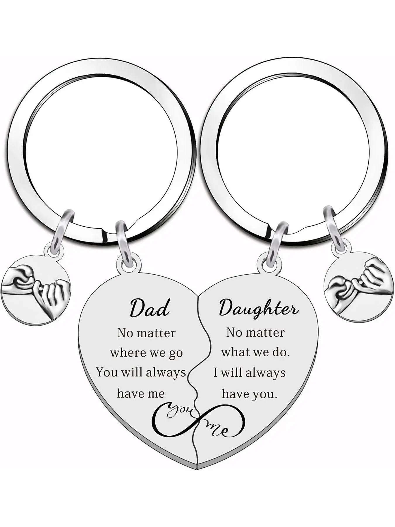 Fashion Letter Pattern Heart Splicing Design Stainless Steel Keychain, Cute Keychain for Dad & Daughter, His and Hers Gifts, Matching Couple Things, Trendy All-match Keychain for Birthday Gift, Gift for Mom, Mother's Day Gift