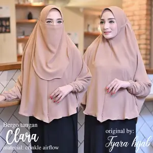 Jilbab Instan Bergo Lengan Tangan Clara Crinkle By Tyara Hijab