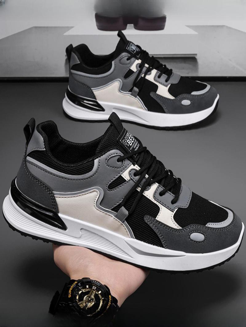 Product Introduction of Men's Colorblock Lace Up Running Shoes, Casual Breathable Comfortable Sports Shoes for Back to School, Gym Shoes, Male All-match Round Toe Shoes for Daily Wear 10