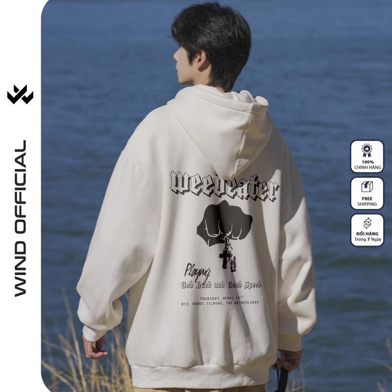 Product Introduction of Áo hoodie unisex form rộng WIND WEEDEATER hoodie nút bấm thời trang nam nữ nỉ bông oversize Menswear Dài Tay Tay Dài 3