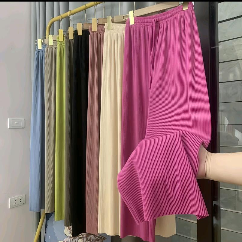 Quần suông nữ tăm lạnh PS dập li sắc màu freesize- loại 1 Women Pants Nhung Đen quansuong 3