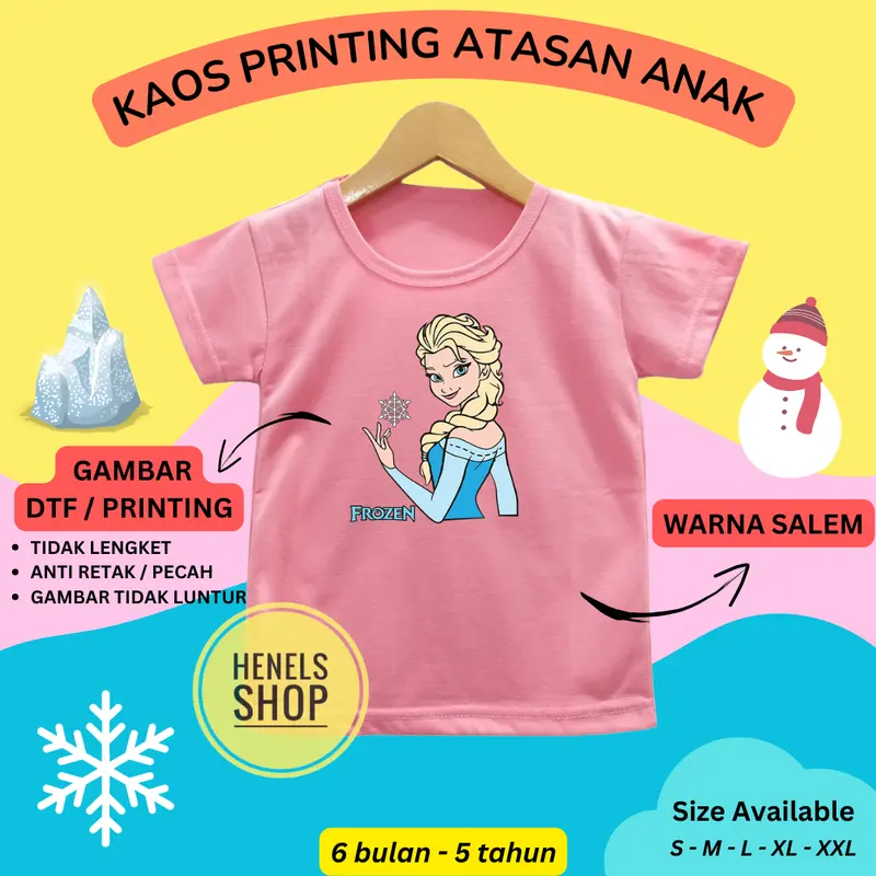 PAKET HEMAT 3 Pcs Atasan Anak Perempuan Usia 3 - 7 Tahun Bisa Cod Kaos Anak Perempuan Sablon Digital 2