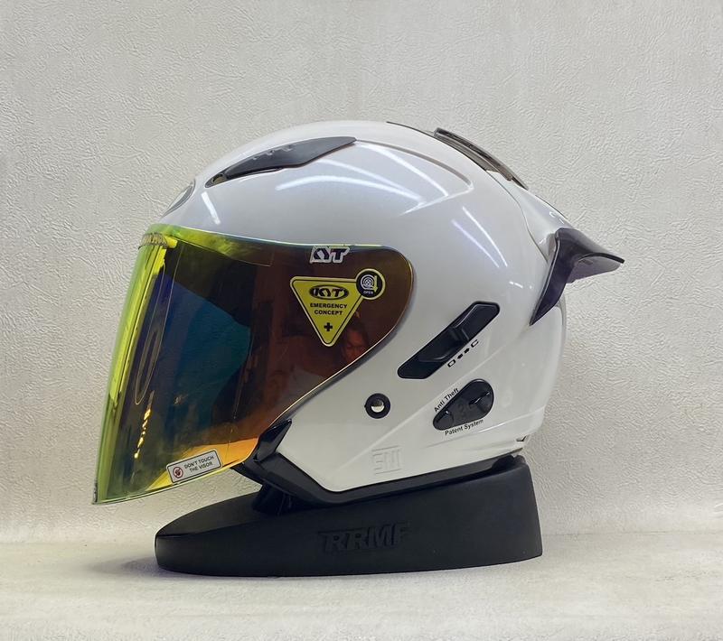 Product Introduction of KYT Galaxy Flat R Solid White I Flat Visor Iridium I Spoiler - Helm Half Face Motorcycle 2