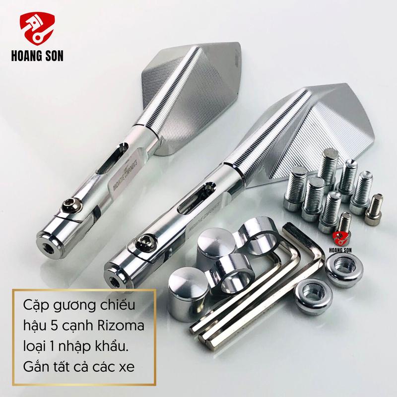 Cặp gương chiếu hậu 5 cạnh Rizoma dòng nhập khẩu fullbox-gương 5 cạnh rizoma gắn cho tất cả các dòng xe-kiếng rizoma 5 cạnh real trái phải-kho phụ tùng xe máy giá sỉ hoàng sơn Phụ Kiện