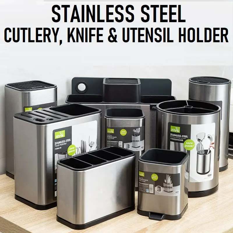 Stainless Steel Cutlery Holder Utensil Kitchen Knife Holder Spoon Fork Chopsticks Organizer Stand